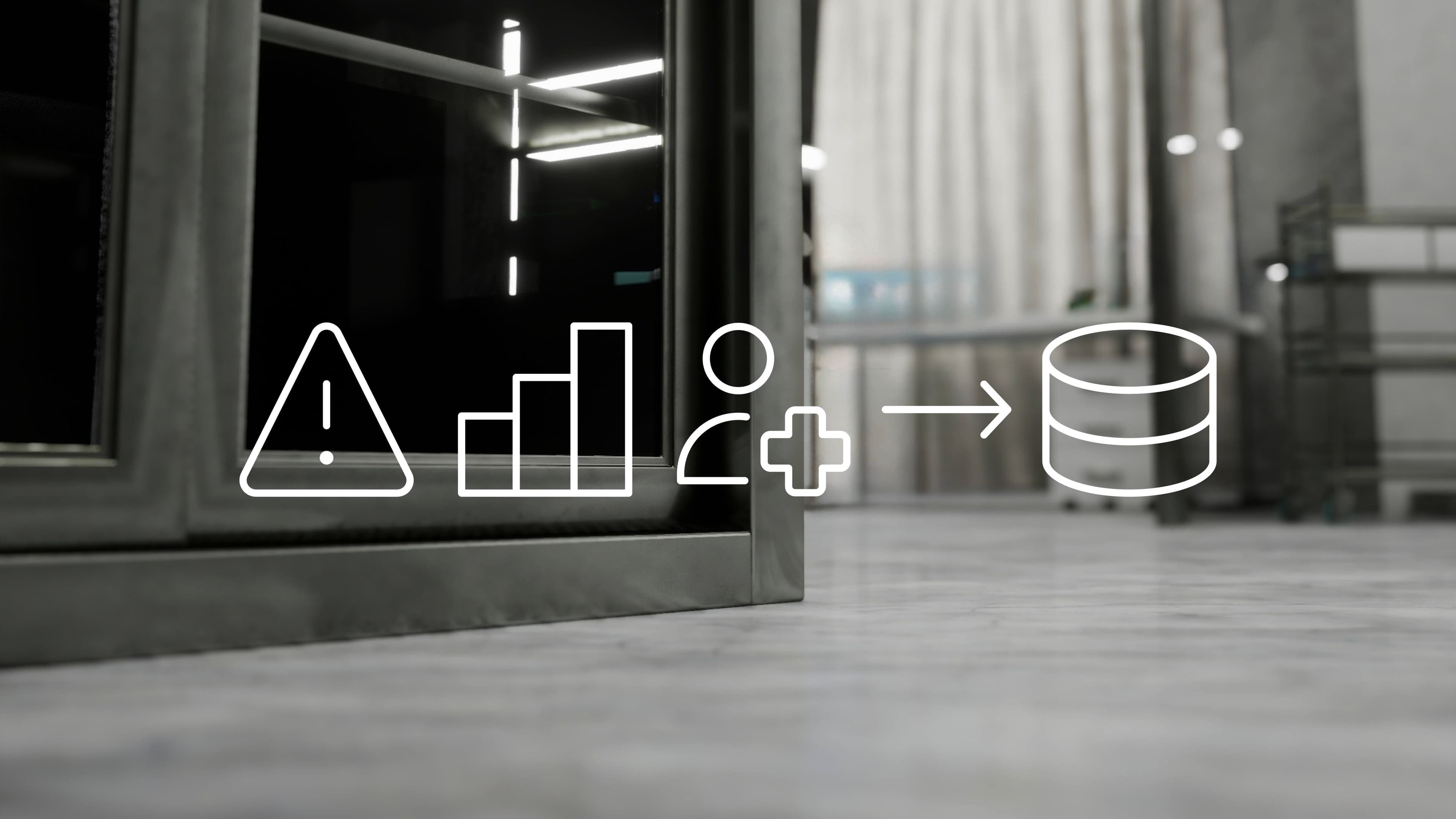 industrial floor with icons visualizing a unified database